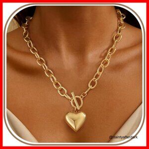 Chunky Gold Plated Statement Paperclip Chain Pendant Necklace for Women